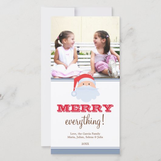 Happy Santa Claus red blue douane, kerstmis Feestdagenkaart (Voorkant)