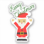 Happy Santa Claus wil je vrolijk kerstfeest toewen Sticker (Voorkant)