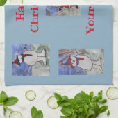 Happy Santa en Snowmen Tea Towel Theedoek (Gevouwen)