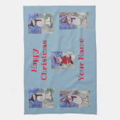 Happy Santa en Snowmen Tea Towel Theedoek (Verticaal)