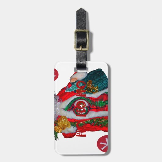 Happy Santa Hohoho Greetings grafische tekstrein d Bagagelabel (Voorkant verticaal)