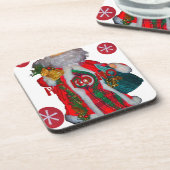 Happy Santa Hohoho Greetings grafische tekstrein d Bier Onderzetter (Linkerzijde)