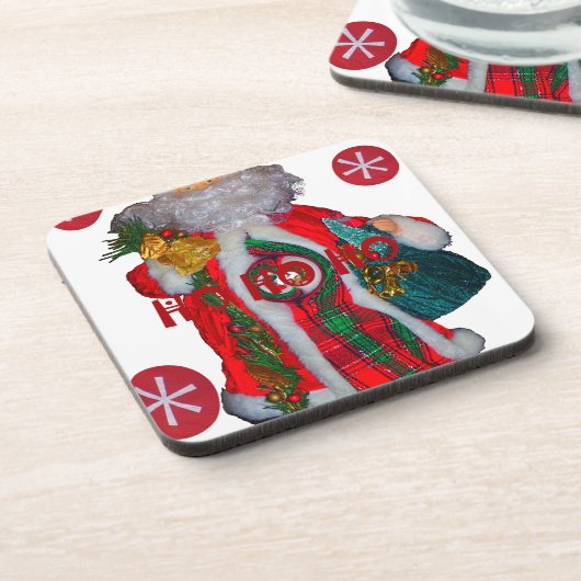 Happy Santa Hohoho Greetings grafische tekstrein d Bier Onderzetter (Linkerzijde)