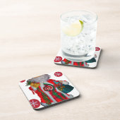 Happy Santa Hohoho Greetings grafische tekstrein d Bier Onderzetter (Rechterzijde)