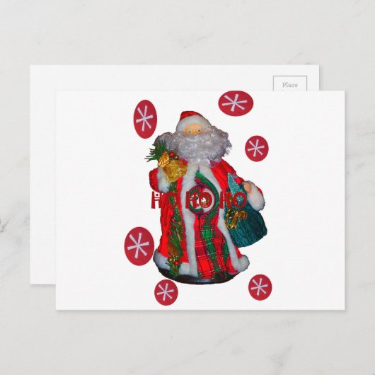 Happy Santa Hohoho Greetings grafische tekstrein d Feestdagenkaart (Voorkant / Achterkant)