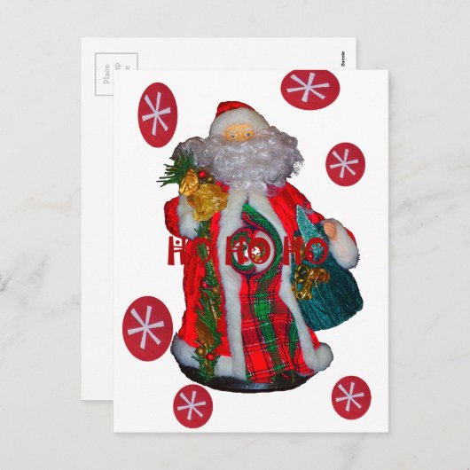 Happy Santa Hohoho Greetings grafische tekstrein d Feestdagenkaart (Voorkant / Achterkant)