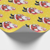 Happy Santa inpakpapier op faux goud (Hoek)