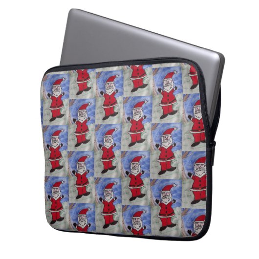 Happy Santa-laptophoes Laptop Sleeve (Voorkant Links)