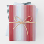 Happy Santa lichtblauw gestreept Inpakpapier Vel (In situ)