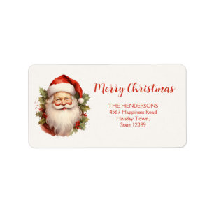 Happy Santa Merry Christmas Retour Adreslabels Etiket