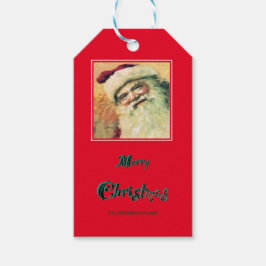 Happy Santa Merry-kerstfeestdag rood Cadeaulabel