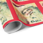 Happy Santa Merry-kerstfeestdag - rood Cadeaupapier (Rol Hoek)