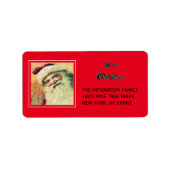 Happy Santa Merry-kerstfeestdag rood Etiket (Voorkant)