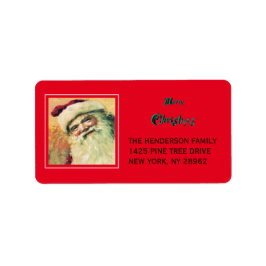 Happy Santa Merry-kerstfeestdag rood Etiket