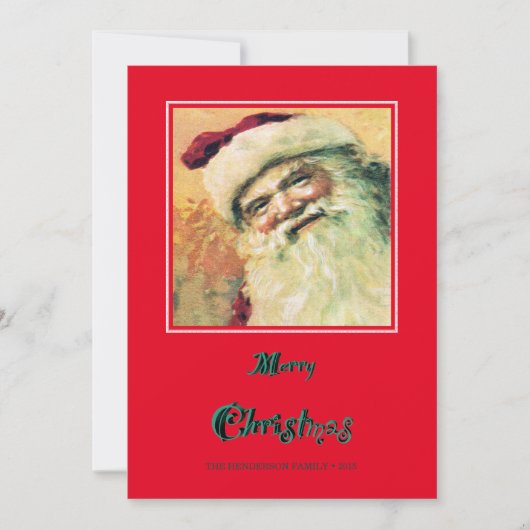 Happy Santa Merry-kerstfeestdag - rood Feestdagenkaart (Voorkant)