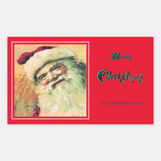 Happy Santa Merry-kerstfeestdag - rood Rechthoekige Sticker (Voorkant)