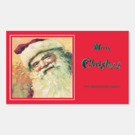 Happy Santa Merry-kerstfeestdag - rood Rechthoekige Sticker