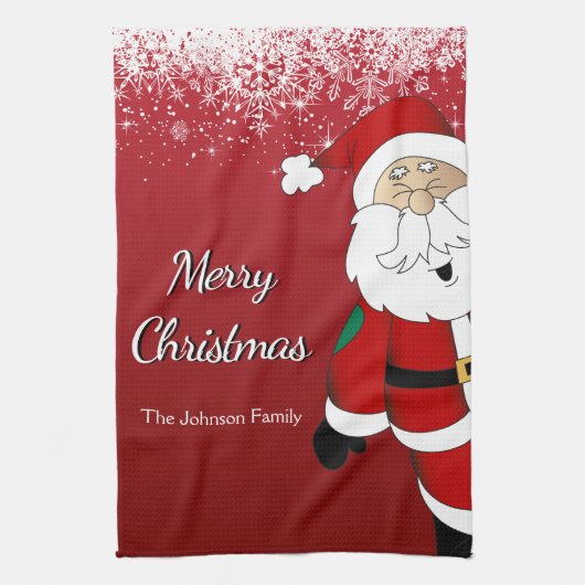 Happy Santa Merry Kerstmis Theedoek (Verticaal)