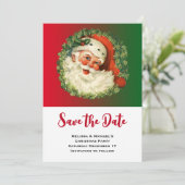  Happy Santa met Holly en Pine Wreath Save The Date (Staand voorkant)
