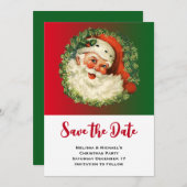  Happy Santa met Holly en Pine Wreath Save The Date (Voorkant / Achterkant)