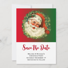 Happy Santa met Holly en Pine Wreath Save The Date