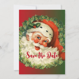 Happy Santa met Holly en Pine Wreath Save The Date