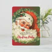  Happy Santa met Holly & Pine Wreath-feestdagen Kaart (Staand voorkant)