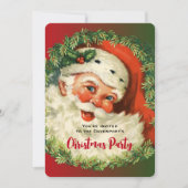  Happy Santa met Holly & Pine Wreath-feestdagen Kaart (Voorkant)