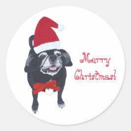 Happy Santa Pug Dog Merry Christmas Stickers