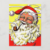 Happy Santa Rookpijp geel rood wit Feestdagenkaart (Voorkant)