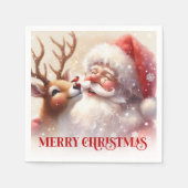 Happy Santa Rudolph Holiday Table Napkins Servet (Voorkant)