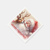 Happy Santa Rudolph Holiday Table Napkins Servet (Hoek)