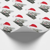 Happy Santa tabby kitten Cadeaupapier (Hoek)