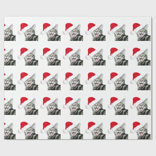 Happy Santa tabby kitten Cadeaupapier (Vlak)