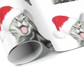 Happy Santa tabby kitten Cadeaupapier (Rol Hoek)