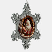 Happy Santa Tin Sneeuwvlok Ornament (Links)