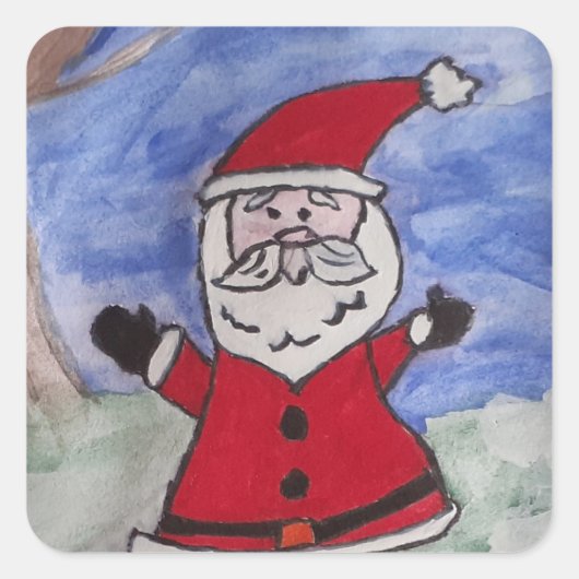 Happy Santa Vierkante Sticker (Voorkant)