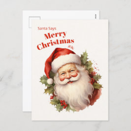 Happy Santa Vintage Christmas Briefkaart