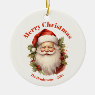 Happy Santa Vintage Christmas Ornament