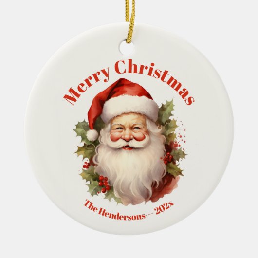 Happy Santa Vintage Christmas Ornament (Voorkant)