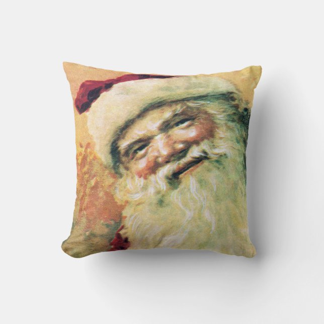 Happy Santa Vintage Kerstmis Kussen (Voorkant)