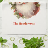 Happy Santa Vintage Kerstmis Theedoek (Gevouwen)