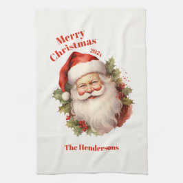 Happy Santa Vintage Kerstmis Theedoek