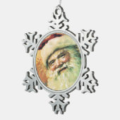 Happy Santa Vintage Kerstmis Tin Sneeuwvlok Ornament (Rechts)