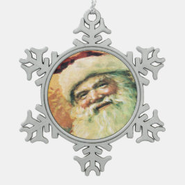 Happy Santa Vintage Kerstmis Tin Sneeuwvlok Ornament