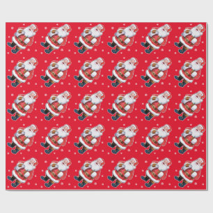 Happy Santa wrappapier op rood Cadeaupapier