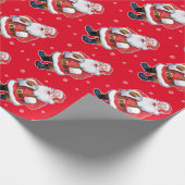 Happy Santa wrappapier op rood Cadeaupapier (Hoek)