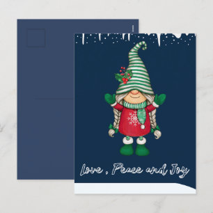 Happy Santa's Little Friend Holiday Navy Briefkaar Feestdagenkaart