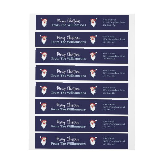 Happy Santas op het adres voor kerstblauwe terugke (Vel)