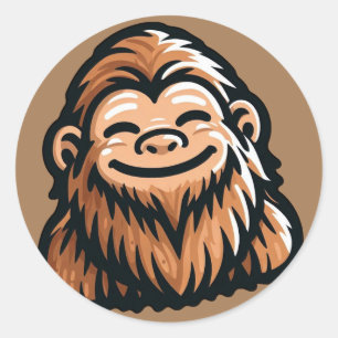 Happy Sasquatch - Glimlachend Bigfoot Ronde Sticker